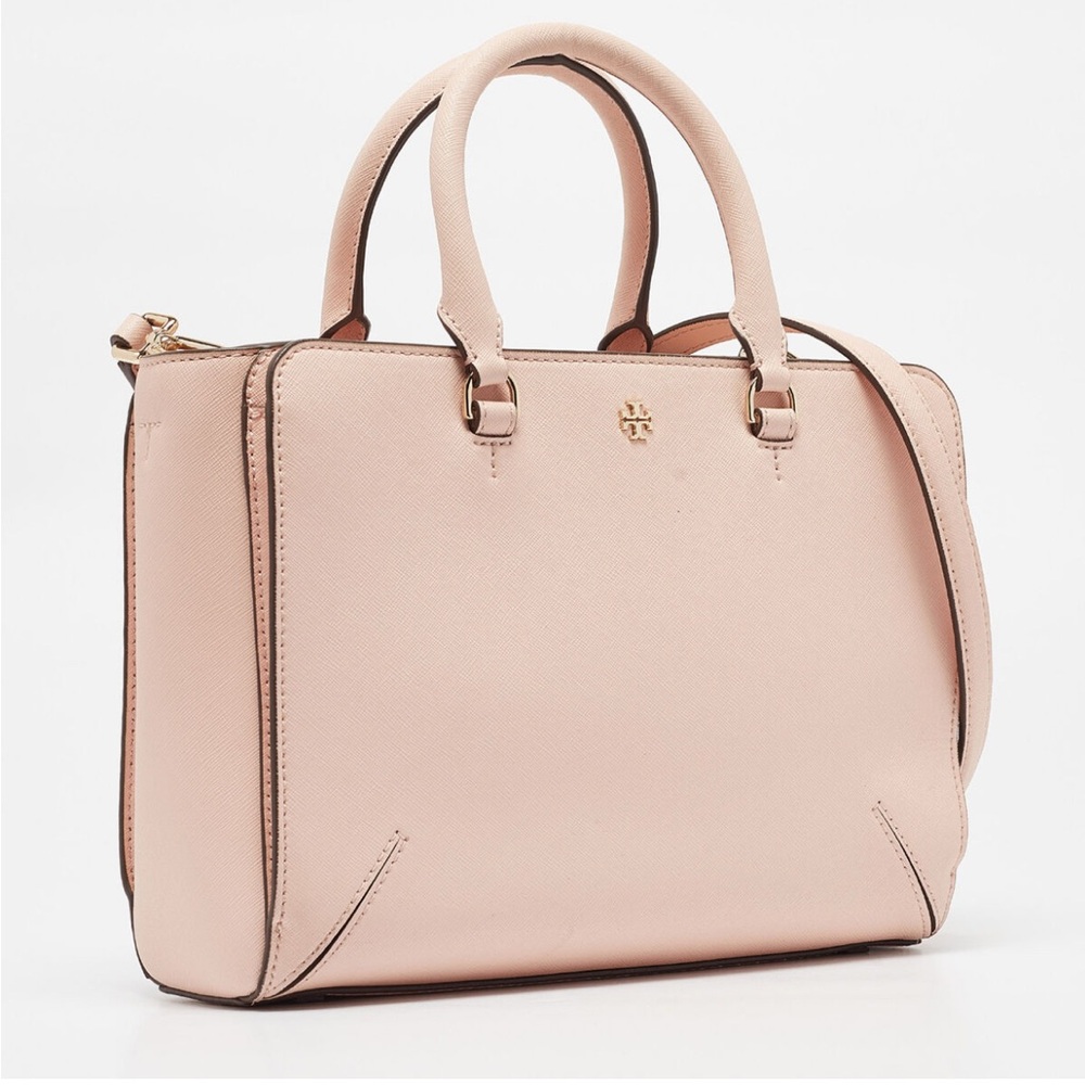 NWOT TORY BURCH ROBINSON SATCHEL BAG IN BLUSH PINK CROSS GRAIN LEATHER
